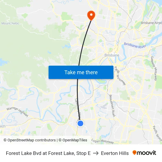 Forest Lake Bvd at Forest Lake, Stop E to Everton Hills map