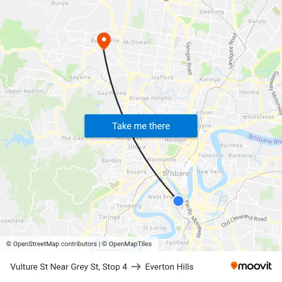 Vulture St Near Grey St, Stop 4 to Everton Hills map