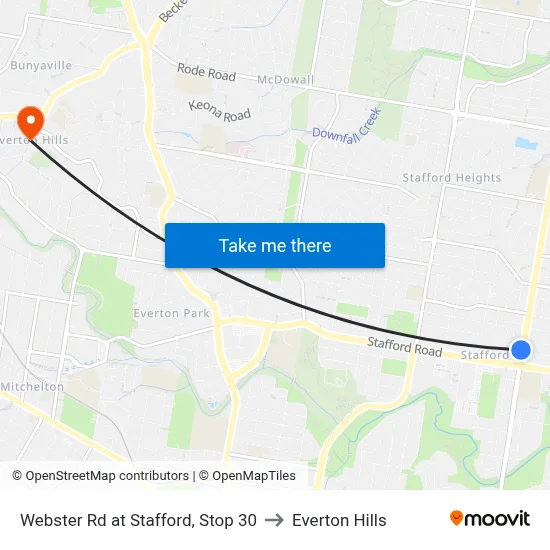Webster Rd at Stafford, Stop 30 to Everton Hills map