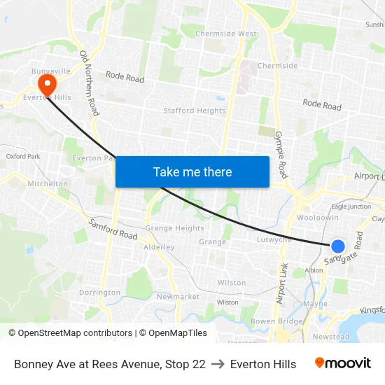 Bonney Ave at Rees Avenue, Stop 22 to Everton Hills map