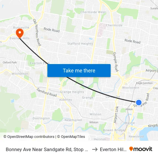 Bonney Ave Near Sandgate Rd, Stop 21 to Everton Hills map
