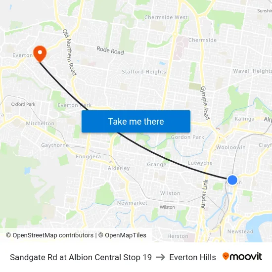Sandgate Rd at Albion Central Stop 19 to Everton Hills map