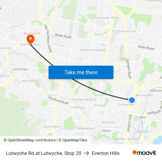 Lutwyche Rd at Lutwyche, Stop 20 to Everton Hills map