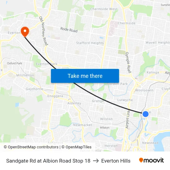 Sandgate Rd at Albion Road Stop 18 to Everton Hills map