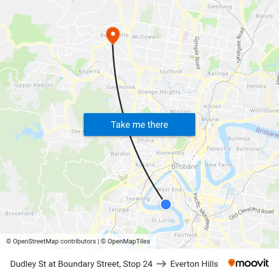 Dudley St at Boundary Street, Stop 24 to Everton Hills map