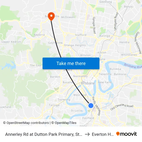 Annerley Rd at Dutton Park Primary, Stop 10 to Everton Hills map