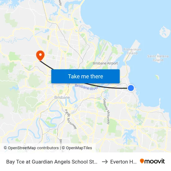 Bay Tce at Guardian Angels School Stop 95 to Everton Hills map