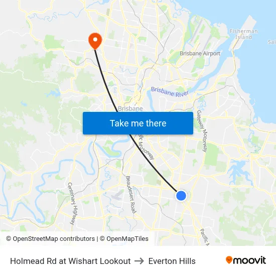 Holmead Rd at Wishart Lookout to Everton Hills map