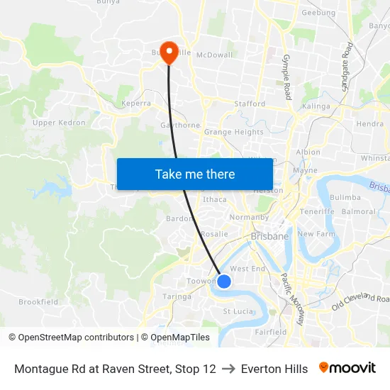 Montague Rd at Raven Street, Stop 12 to Everton Hills map