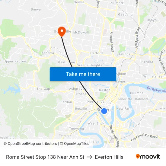 Roma Street Stop 138 Near Ann St to Everton Hills map