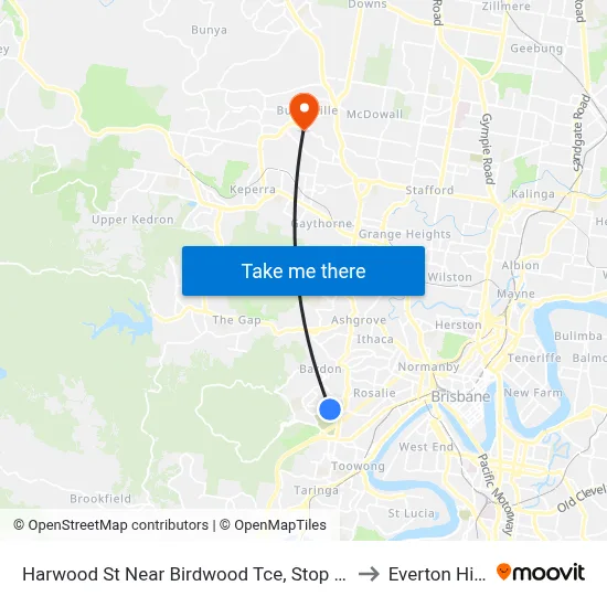 Harwood St Near Birdwood Tce, Stop 28a to Everton Hills map