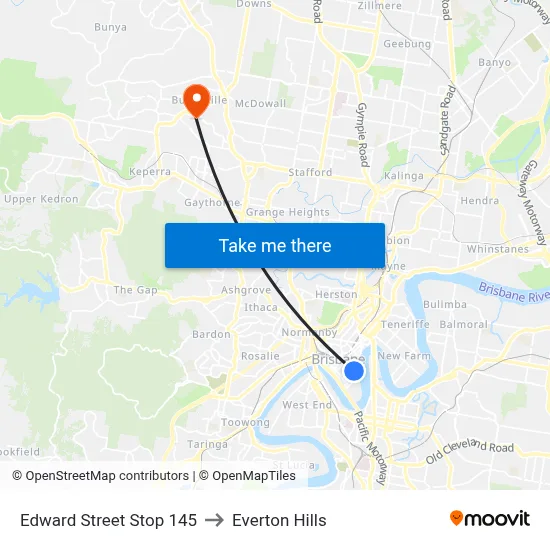 Edward Street Stop 145 to Everton Hills map