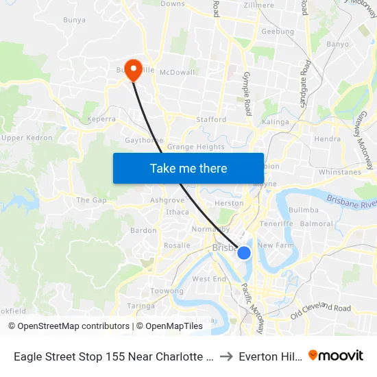 Eagle Street Stop 155 Near Charlotte St to Everton Hills map