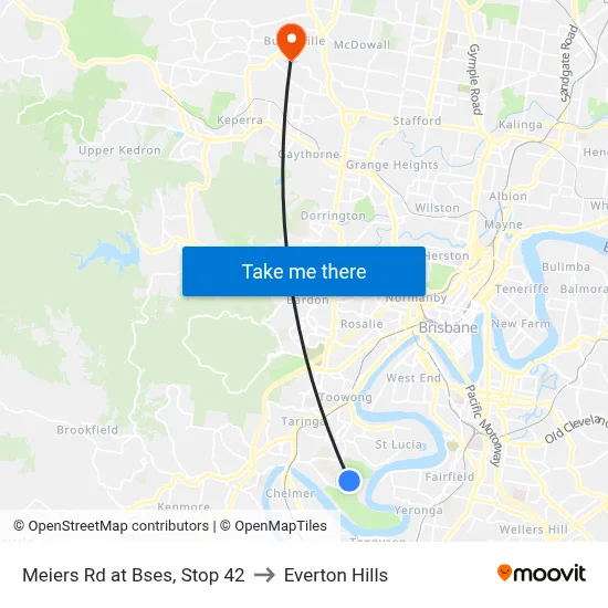 Meiers Rd at Bses, Stop 42 to Everton Hills map