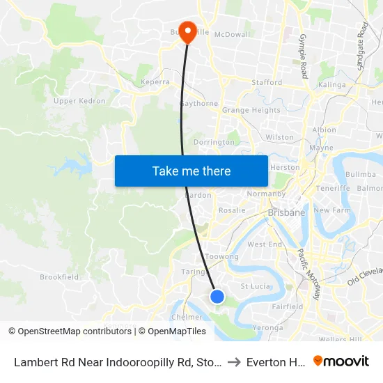 Lambert Rd Near Indooroopilly Rd, Stop 24 to Everton Hills map