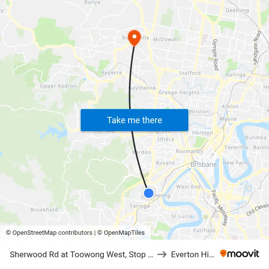 Sherwood Rd at Toowong West, Stop 22 to Everton Hills map