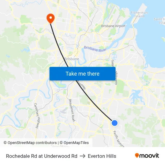 Rochedale Rd at Underwood Rd to Everton Hills map