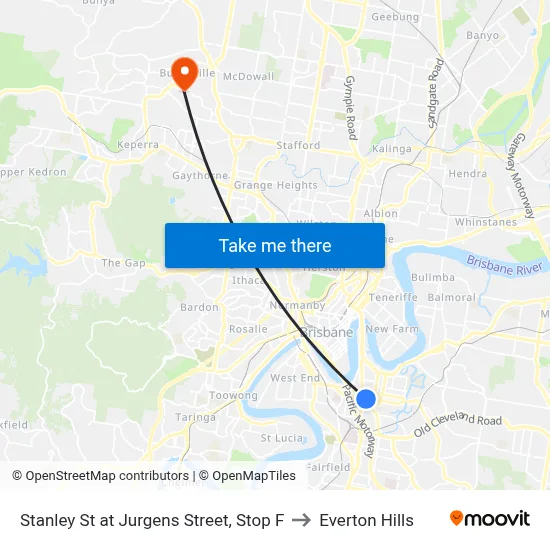 Stanley St at Jurgens Street, Stop F to Everton Hills map