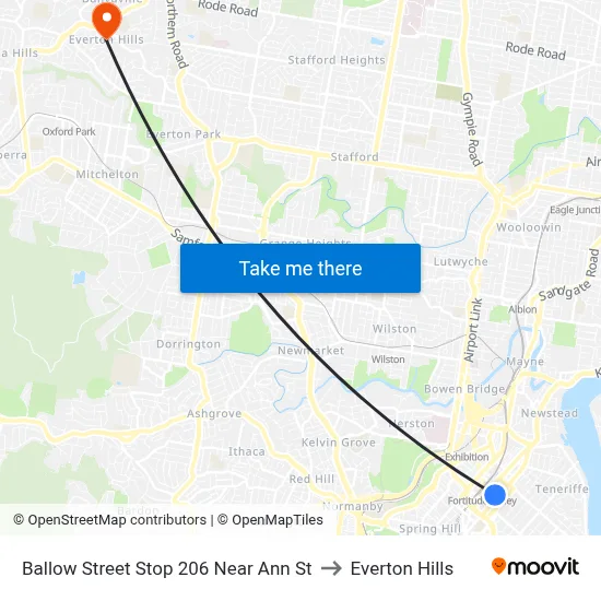Ballow Street Stop 206 Near Ann St to Everton Hills map