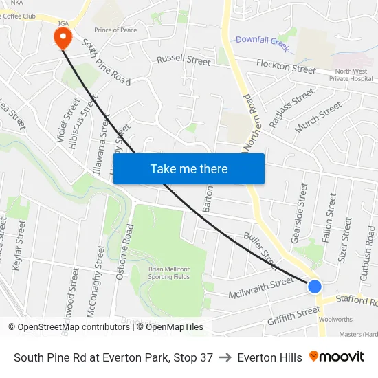 South Pine Rd at Everton Park, Stop 37 to Everton Hills map