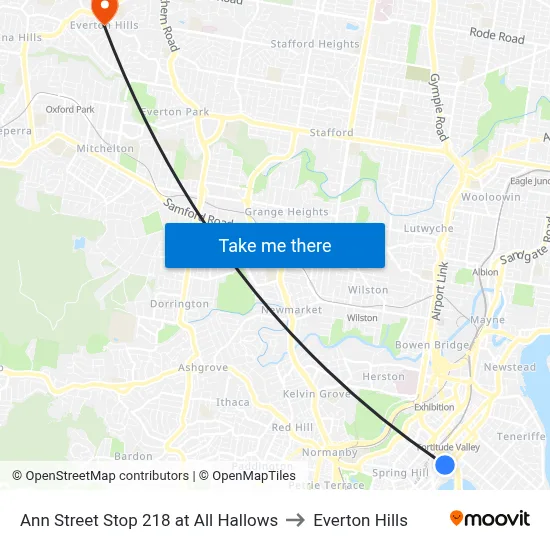 Ann Street Stop 218 at All Hallows to Everton Hills map