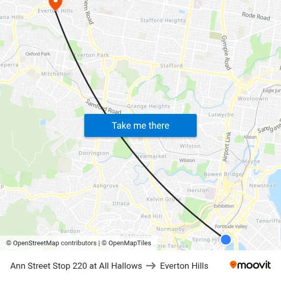 Ann Street Stop 220 at All Hallows to Everton Hills map
