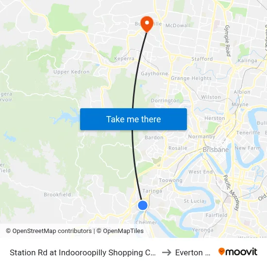 Station Rd at Indooroopilly Shopping Ctr, Stop E to Everton Hills map