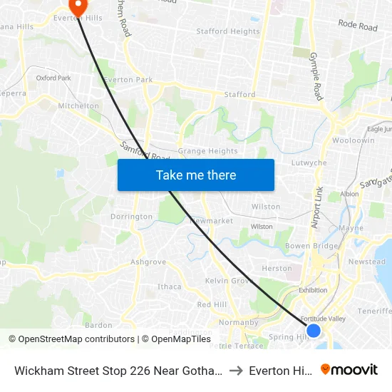 Wickham Street Stop 226 Near Gotha St to Everton Hills map