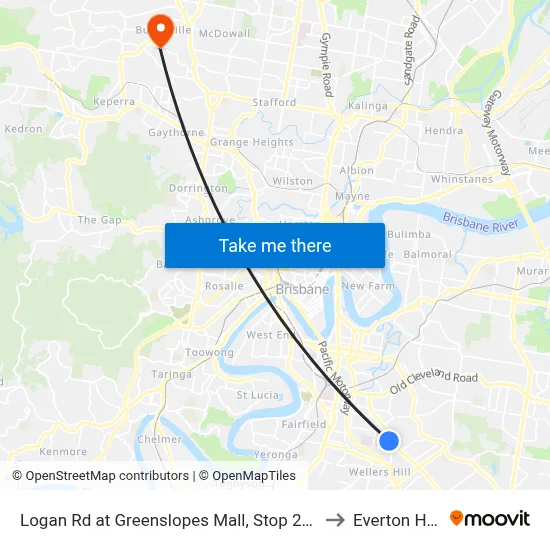 Logan Rd at Greenslopes Mall, Stop 25/24 to Everton Hills map