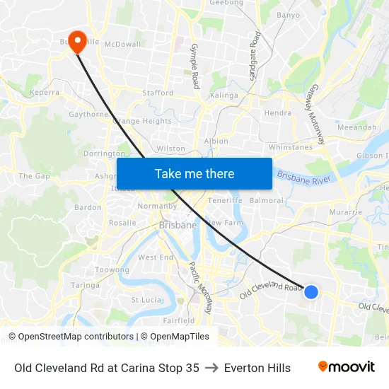 Old Cleveland Rd at Carina Stop 35 to Everton Hills map