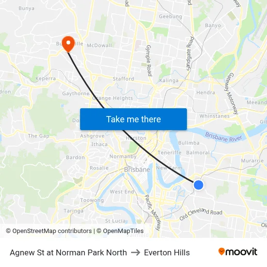 Agnew St at Norman Park North to Everton Hills map