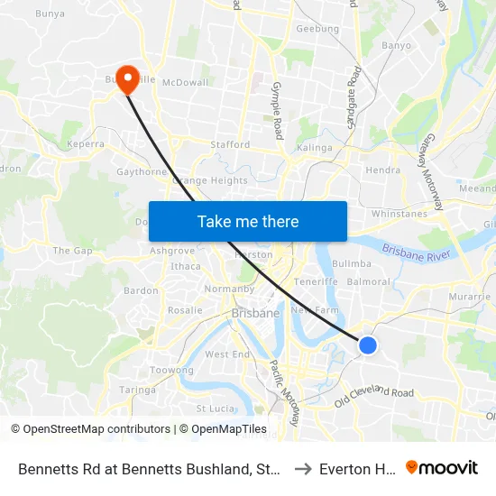 Bennetts Rd at Bennetts Bushland, Stop 29 to Everton Hills map