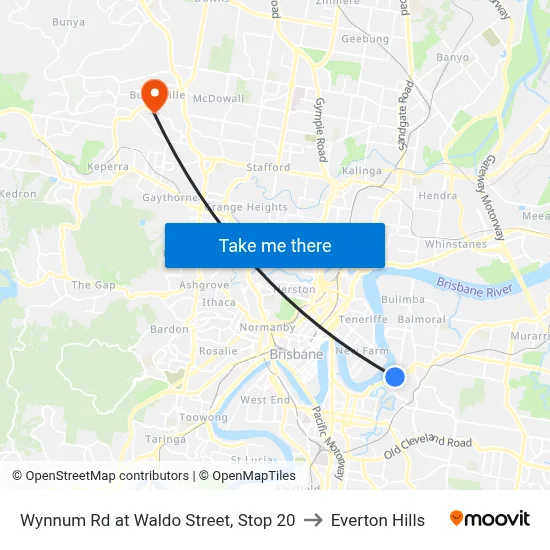 Wynnum Rd at Waldo Street, Stop 20 to Everton Hills map