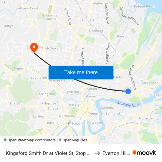 Kingsford Smith Dr at Violet St, Stop 35 to Everton Hills map