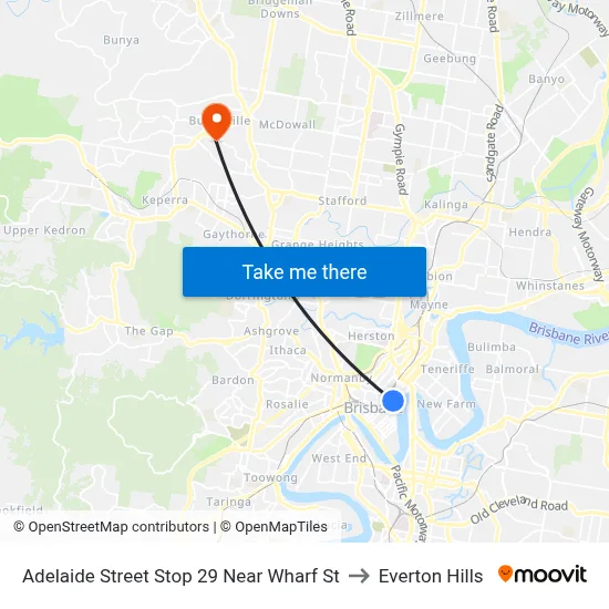 Adelaide Street Stop 29 Near Wharf St to Everton Hills map