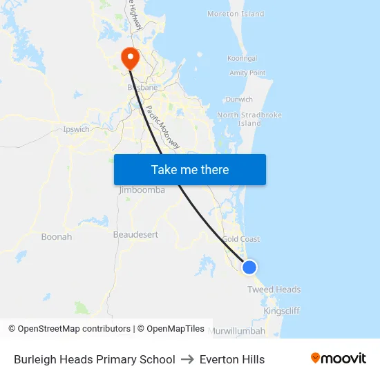 Burleigh Heads Primary School to Everton Hills map