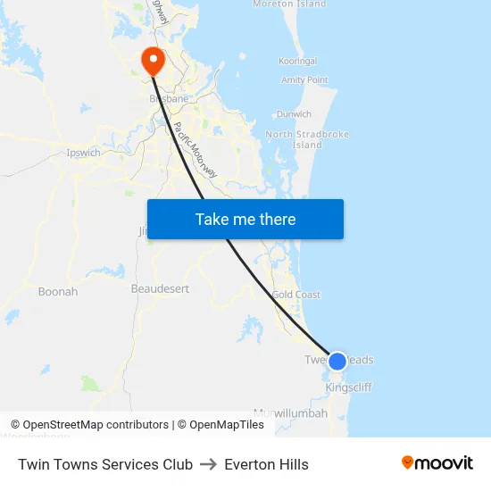 Twin Towns Services Club to Everton Hills map