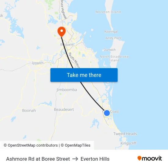 Ashmore Rd at Boree Street to Everton Hills map
