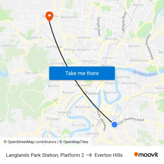 Langlands Park Station, Platform 2 to Everton Hills map
