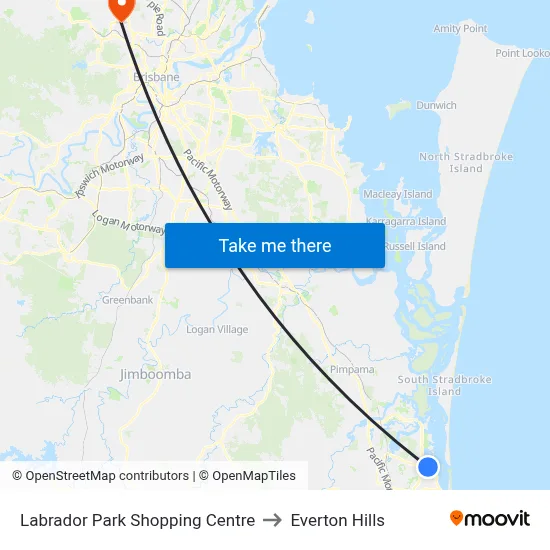 Labrador Park Shopping Centre to Everton Hills map
