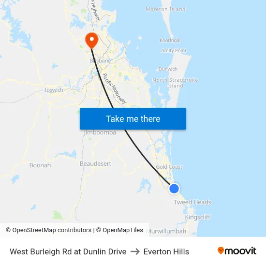 West Burleigh Rd at Dunlin Drive to Everton Hills map