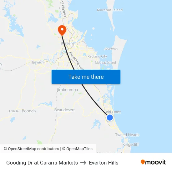 Gooding Dr at Cararra Markets to Everton Hills map