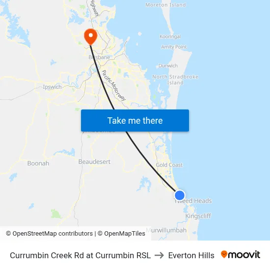 Currumbin Creek Rd at Currumbin RSL to Everton Hills map