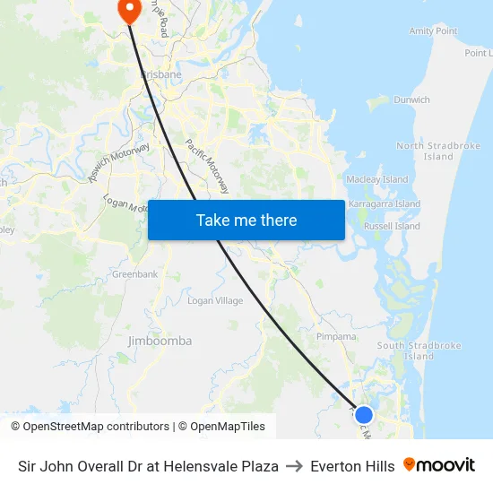 Sir John Overall Dr at Helensvale Plaza to Everton Hills map
