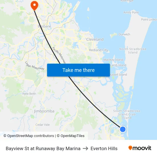 Bayview St at Runaway Bay Marina to Everton Hills map
