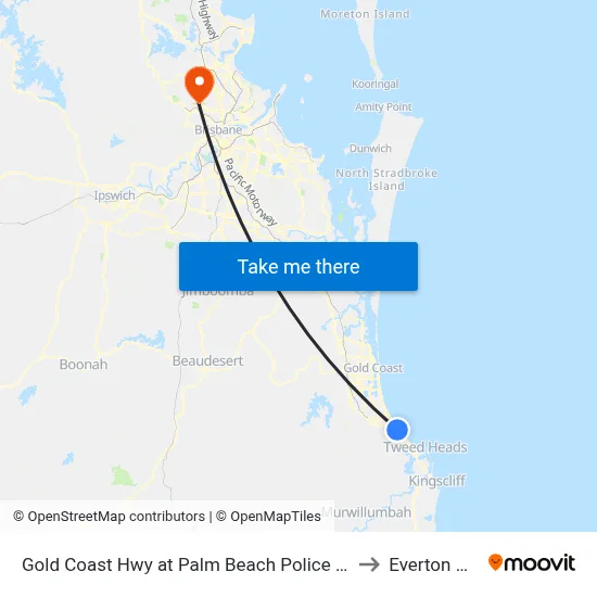 Gold Coast Hwy at Palm Beach Police Station to Everton Hills map