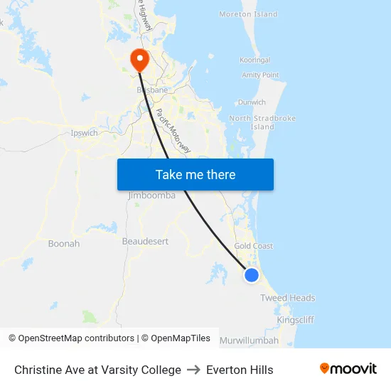 Christine Ave at Varsity College to Everton Hills map