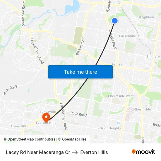 Lacey Rd Near Macaranga Cr to Everton Hills map