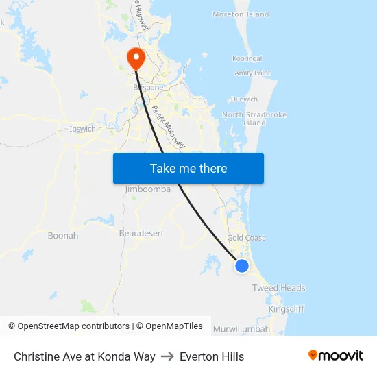 Christine Ave at Konda Way to Everton Hills map