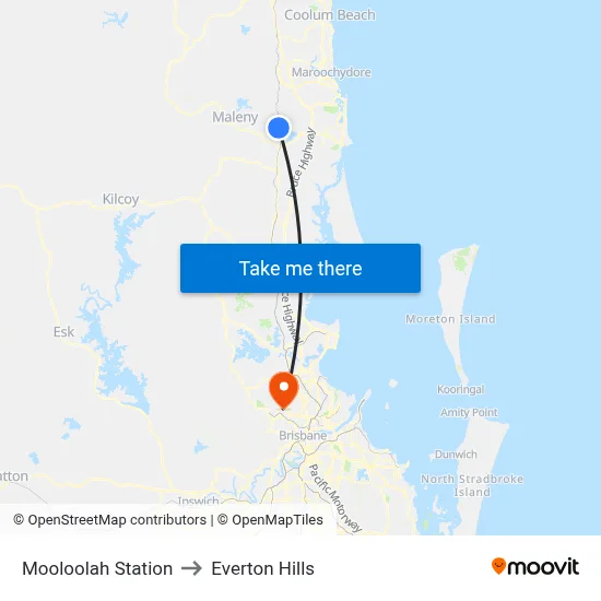 Mooloolah Station to Everton Hills map